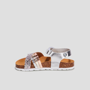 Sandales effet métallisé gris argent fille