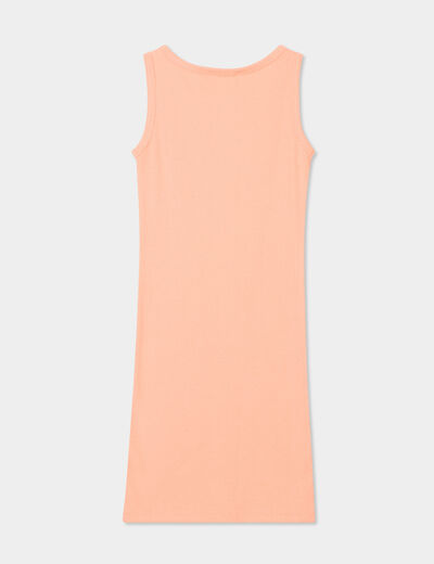 Robe maille côtelée sans manches coton rose saumon fille