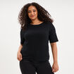 T-shirt ajust&eacute; col rond effet c&ocirc;tel&eacute; noir femme grande taille