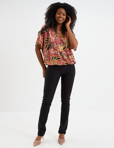 T-shirt manches courtes amples multicolore femme