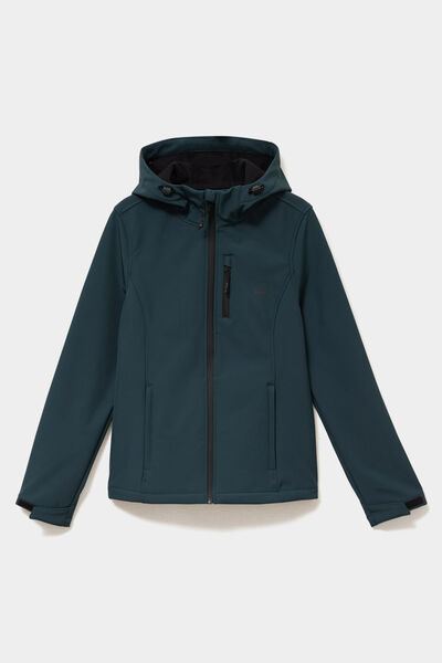 Blouson &agrave; capuche d&eacute;perlant fourr&eacute; vert fonc&eacute; femme