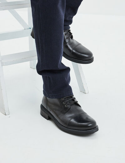 Bottines zippées cuir noir homme