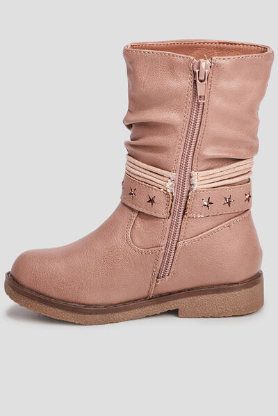 Bottes avec brides rose fille