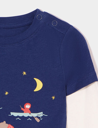 T-shirt boutonné manches longues Creeks bleu marine bébé garçon