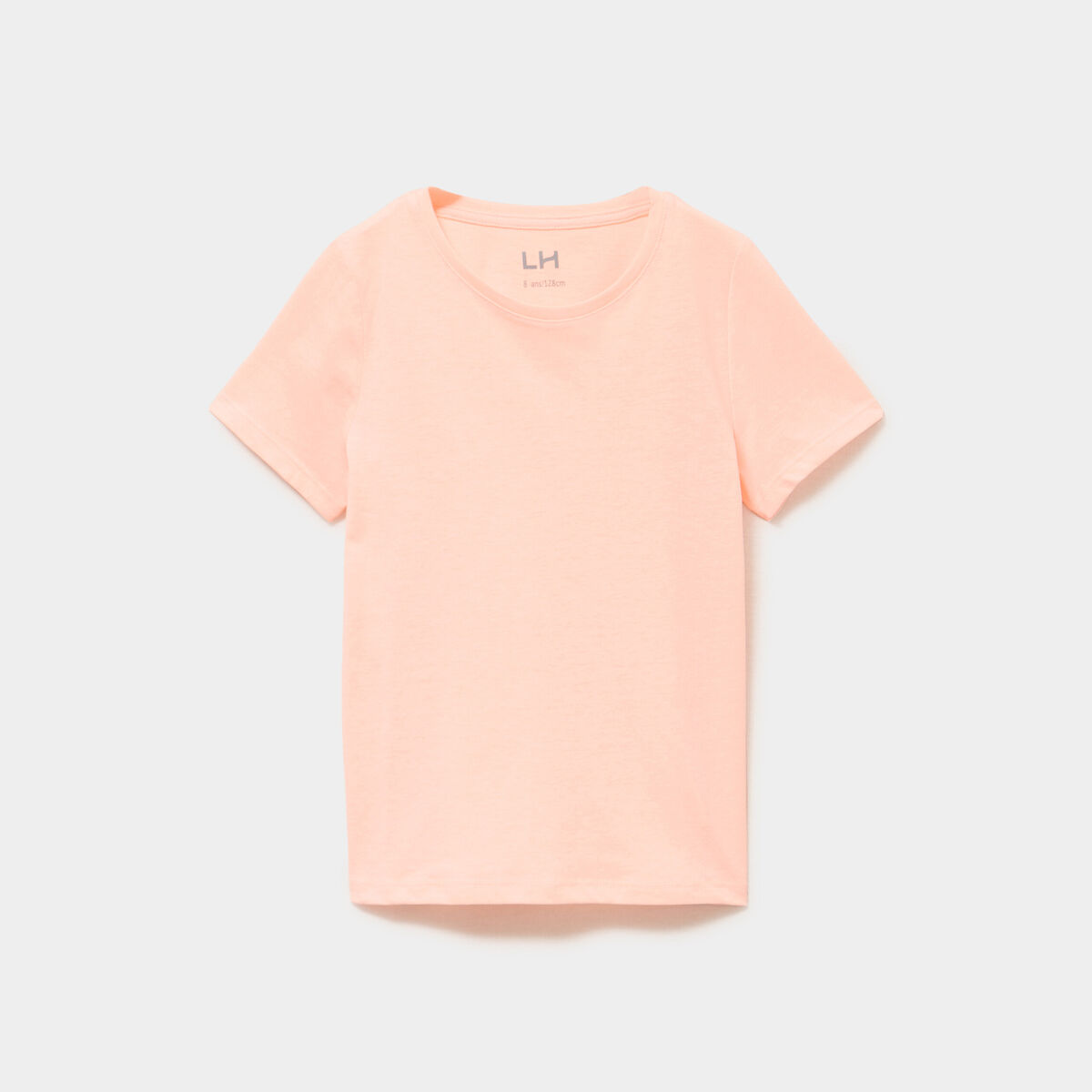 T-shirt col rond manches courtes orange fluo fille