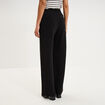 Pantalon effet cr&ecirc;pe large noir femme