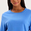 T-shirt col rond manches courtes coton bleu electrique femme