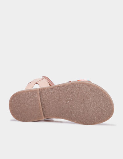 Sandales plates avec perles en cuir multicolore fille