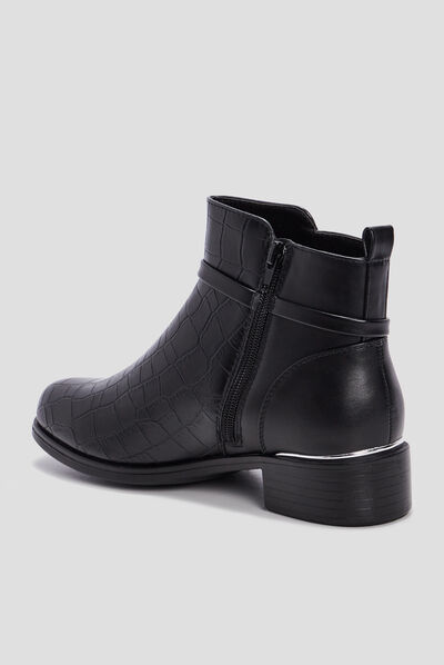 Bottines plates zippées noir femme
