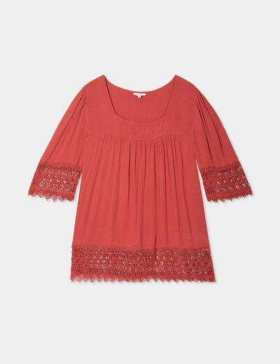 Blouse manches courtes vieux rose femme grande taille