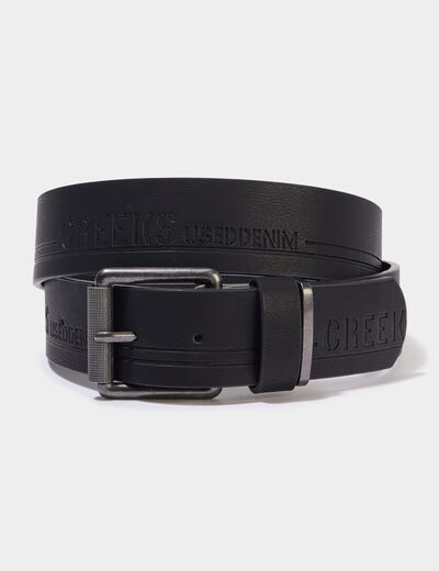 Ceinture emboss&eacute;e noir homme