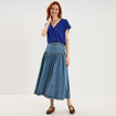 T-shirt dentelle avec boutons bleu electrique femme