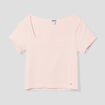 T-shirt cropped encolure carrée Creeks rose poudrée femme