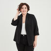 Veste droite manches 3/4 à revers noir femme grande taille