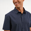 Chemise manches courtes coton bleu marine homme