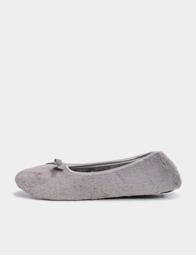 Chaussons ballerines effet polaire gris femme