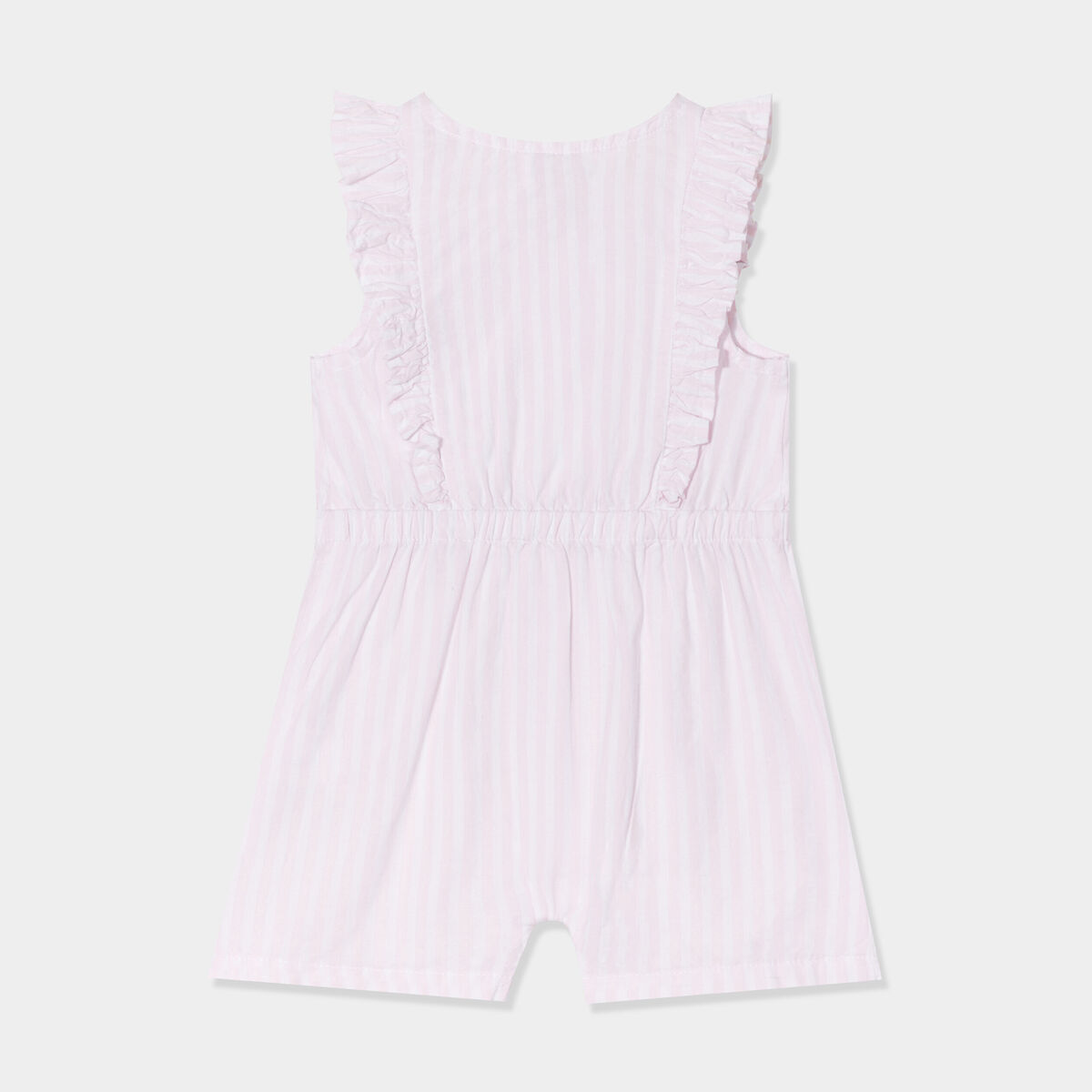 Combishort manches volants coton rose clair bébé fille