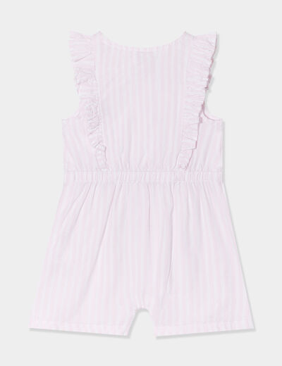 Combishort manches volants coton rose clair bébé fille