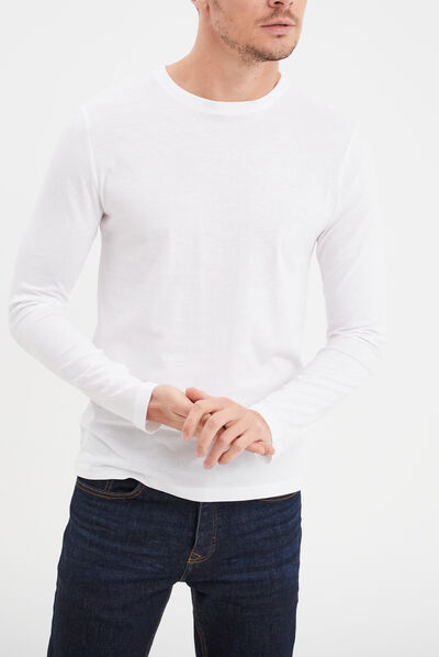 T-shirt manches longues blanc homme