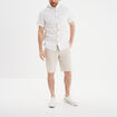 Bermuda chino &agrave; coulisse lin m&eacute;lang&eacute; gris clair homme