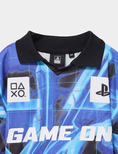 T-shirt col polo Playstation bleu gar&ccedil;on