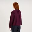 Blouse manches longues col dentelle violet fonc&eacute; femme