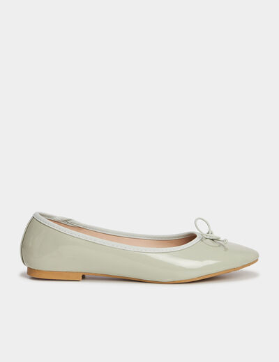 Ballerines vernies avec noeud vert femme