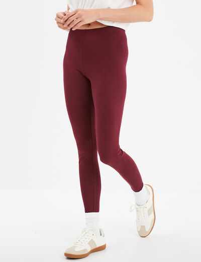 Legging long taille haute bordeaux femme