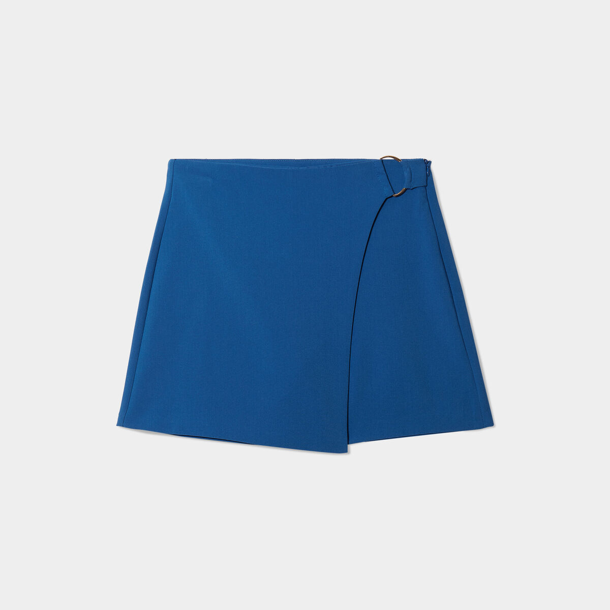 Jupe-short portefeuille avec boucle bleu foncé femme