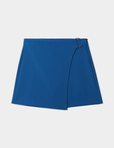 Jupe-short portefeuille avec boucle bleu foncé femme