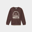 Sweat oversize col rond manches longues marron fonc&eacute; gar&ccedil;on