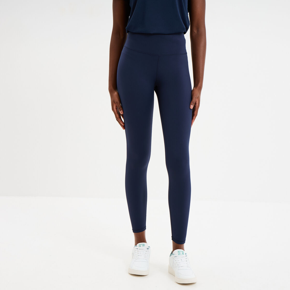 Legging de sport gainant taille haute bleu marine femme