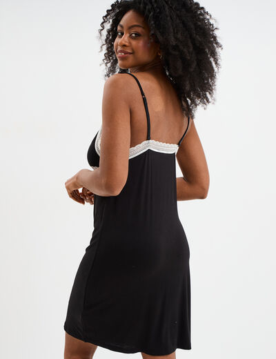 Nuisette à bretelles détails dentelle noir femme
