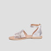 Sandales plates à brides en cuir Creeks gris argent femme