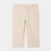 Pantacourt chino lin mélangé beige femme grande taille