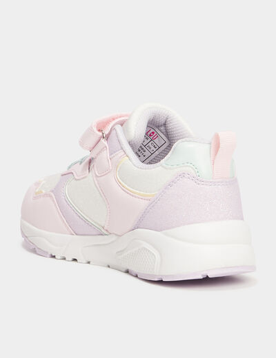 Baskets running à scratchs et paillettes rose fille