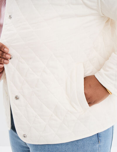 Veste matelassée boutonnée coton ivoire femme grande taille