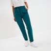 Pantalon city paperbag ceinturé 7/8ème vert foncé femme