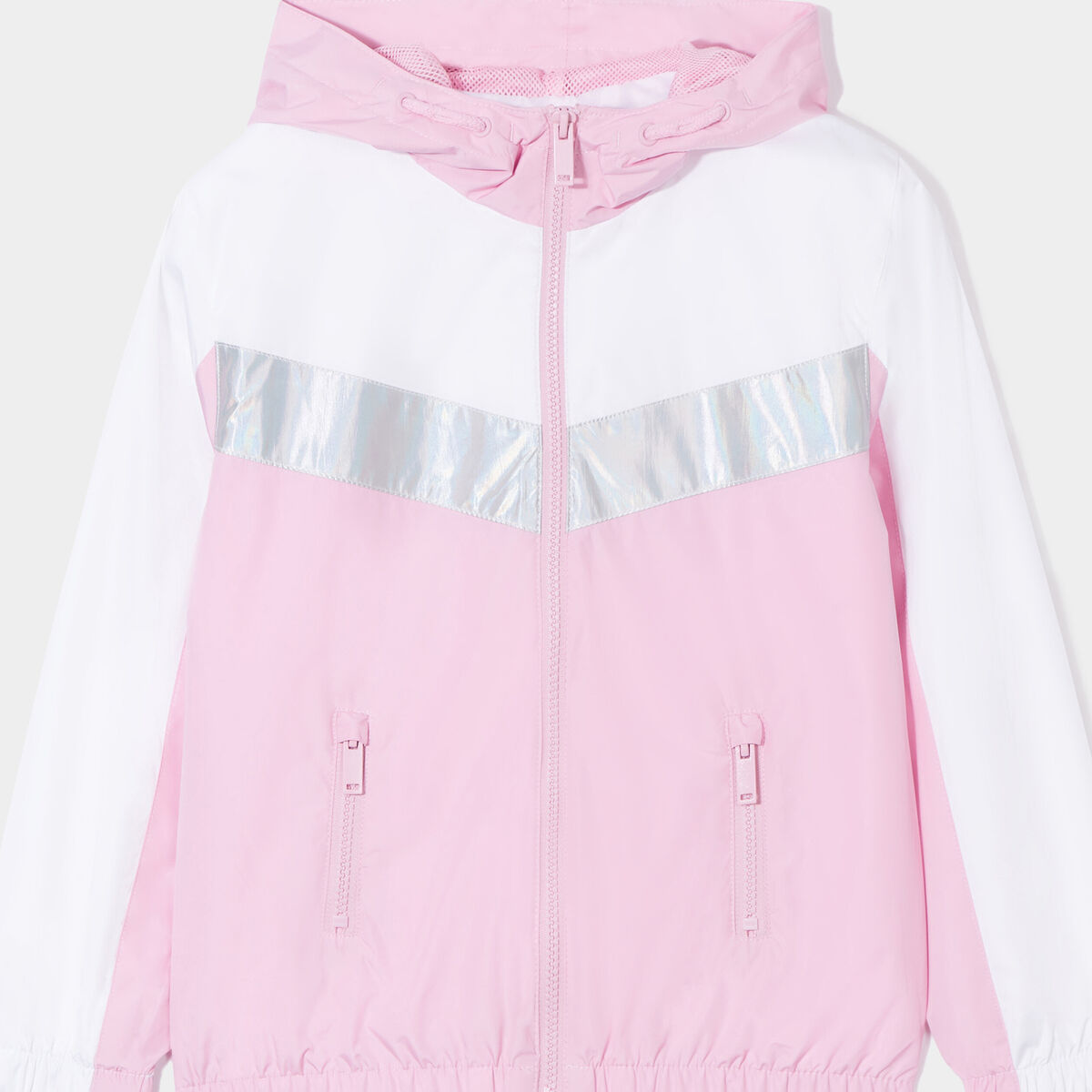 Coupe-vent à capuche zippé rose pastel fille