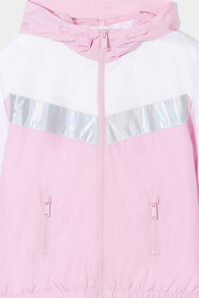 Coupe-vent à capuche zippé rose pastel fille