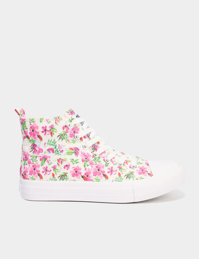 Tennis montantes en toile rose femme