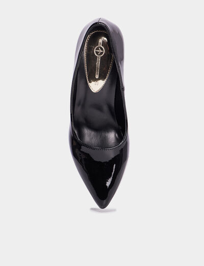 Escarpins vernis &agrave; talons noir femme