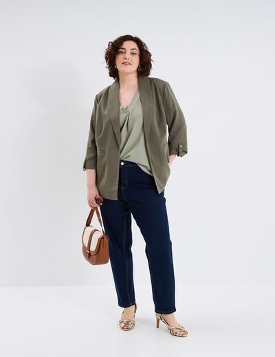Débardeur fluide effet gauffré vert kaki femme grande taille