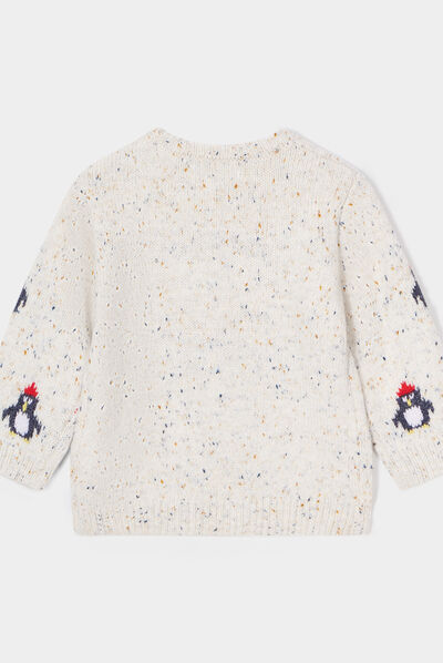 Pull col rond épaule boutonnée Creeks blanc bébé garçon