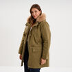 Parka d&eacute;perlante capuche fausse fourrure vert kaki femme grande taille