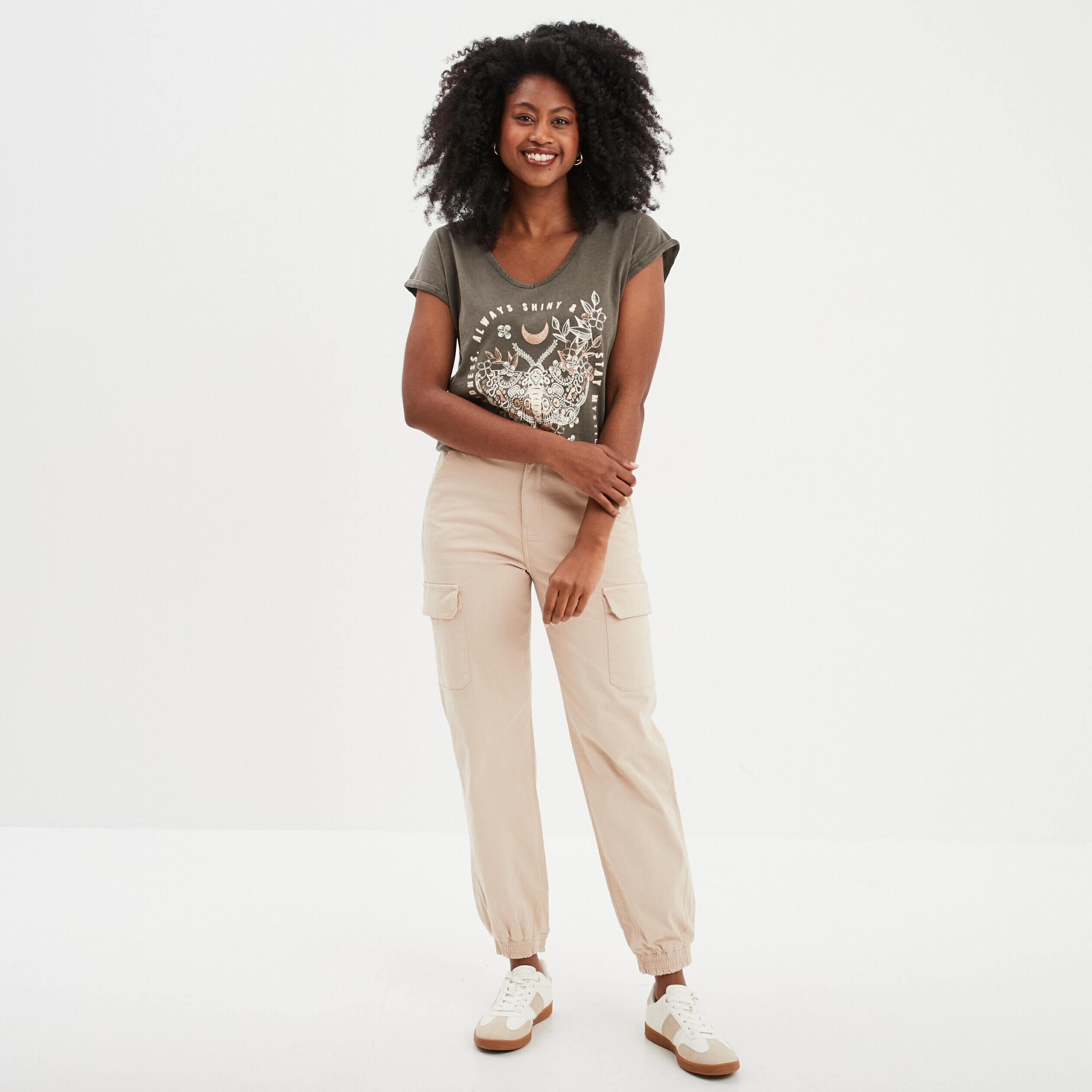 Pantalon beige taille haute top