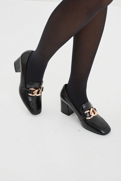 Loafers à talons détails chaînes Liberto noir femme