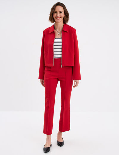 Pantalon bootcut 7/8ème rouge femme
