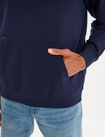 Sweat hoodie droit molleton Kappa bleu marine homme