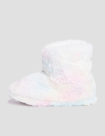 Chaussons fausse fourrure tie and dye multicolore fille